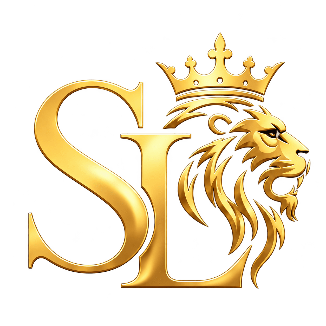 Gold SL monogram with a crowned lion